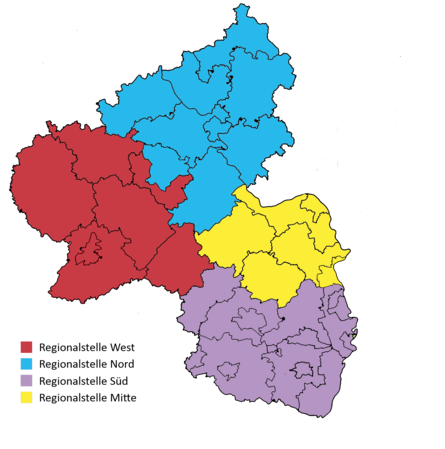 Rheinland-Pfalz Karte mit den Standorten der Mobilen Beratung gegen Rechtsextremismus Rheinland-Pfalz