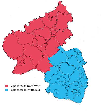 Rheinland-Pfalz Karte mit den Standorten der Betroffenenberatung Rheinland-Pfalz